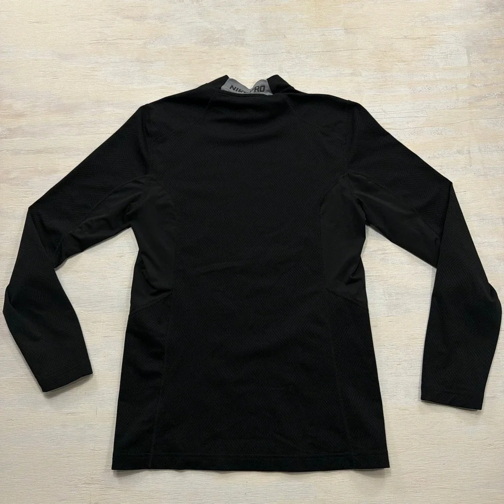 Nike Pro Shirt Dri-FIT Mock Neck Compression Long Sleeve Black Mens Size M